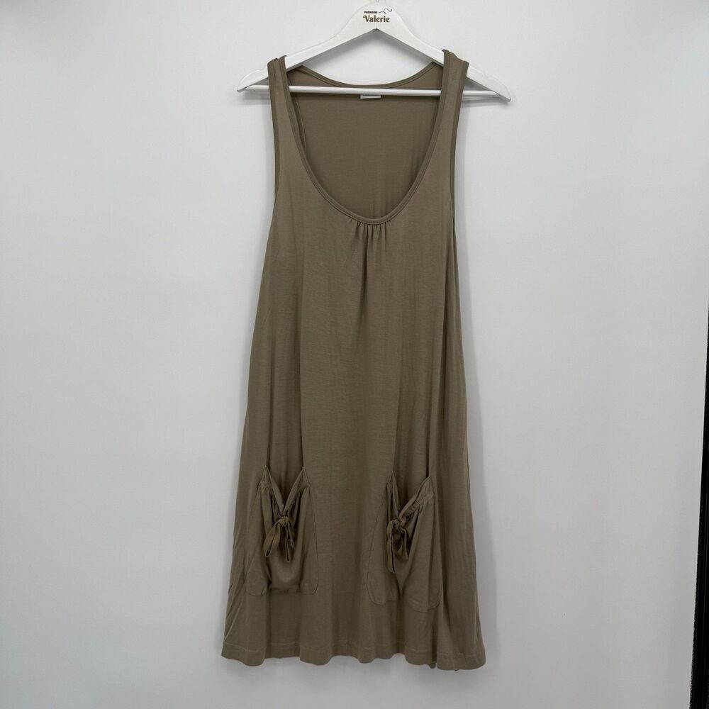 Lascana Sleeveless Mini Tank Dress Boho Size US 8 Khaki Tan Scoop Neck